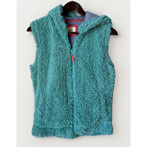 Mini Boden Blue Sherpa Teddy Vest Hoodie Cozy Full Zip Size 13-14 Y - Picture 1 of 8